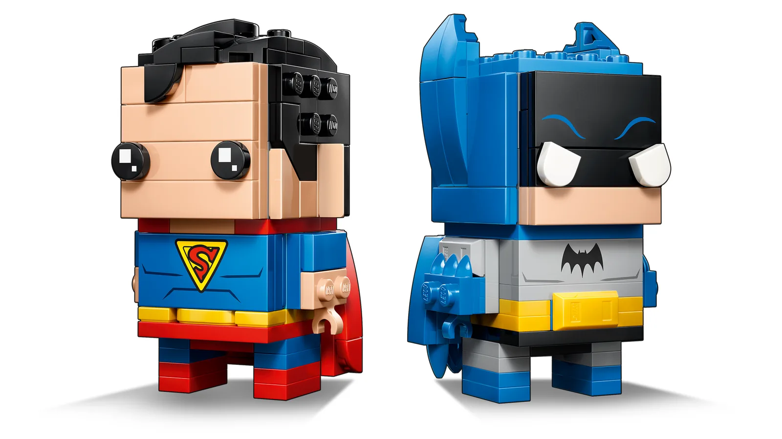 Detalle del set LEGO BrickHeadz 40859 con Superman y Batman de la Edad de Oro