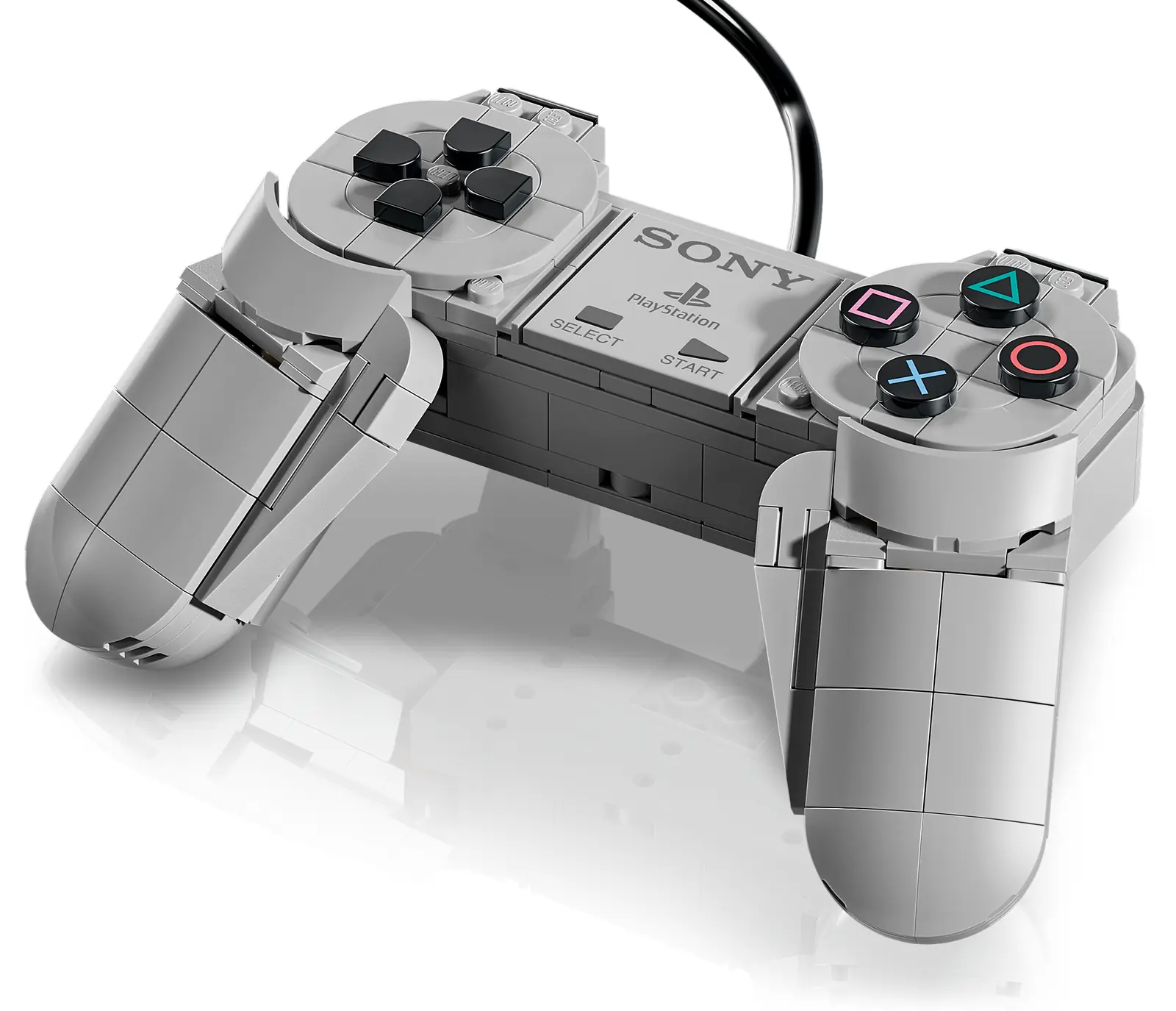 Mando del set LEGO PlayStation 72306 en detalle: cruceta, botones de colores y ningún stick analógico
