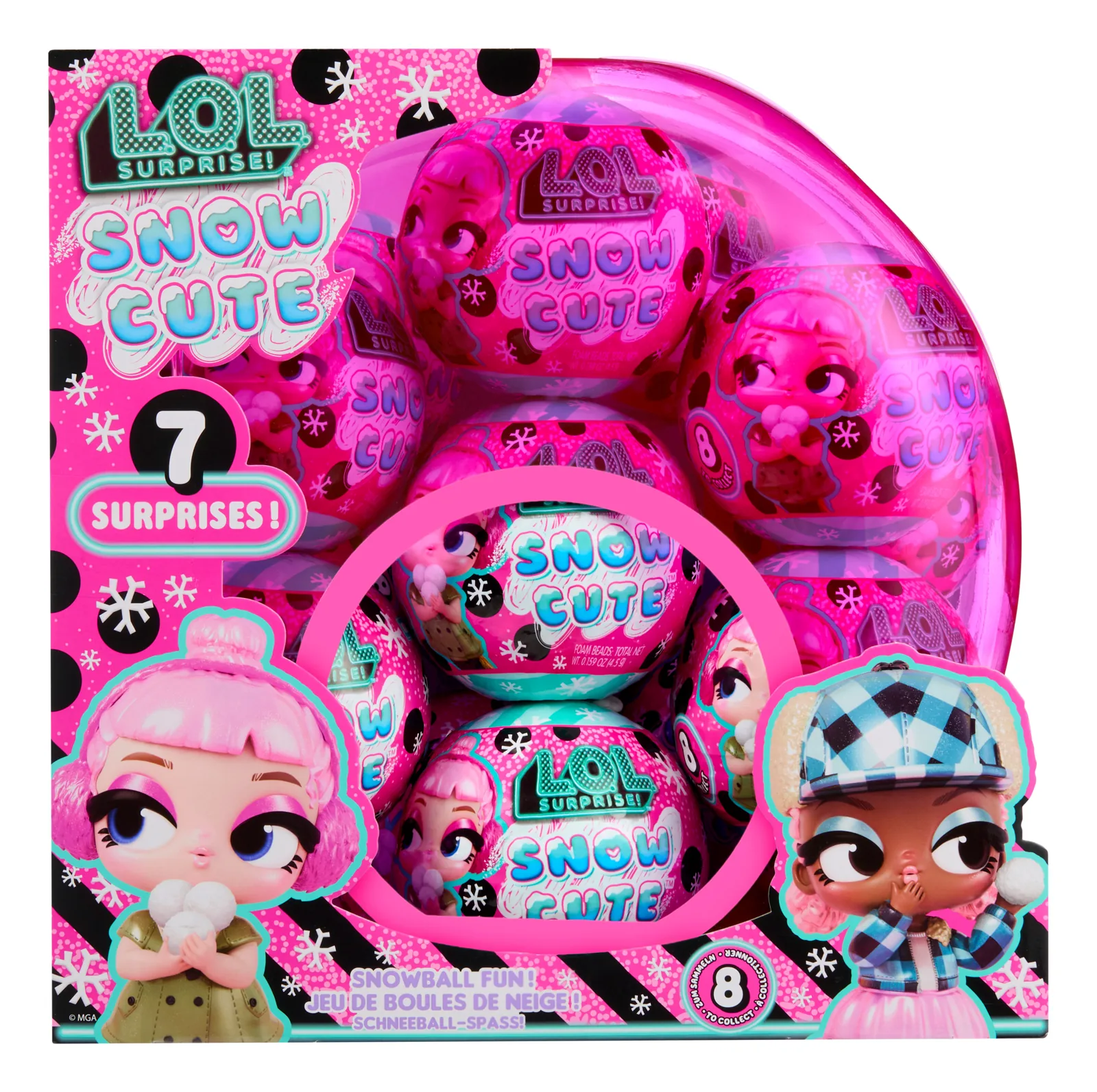 Display de L.O.L. Surprise Snow Cute Tots con las bolas rosas, 7 sorpresas y 8 a coleccionar