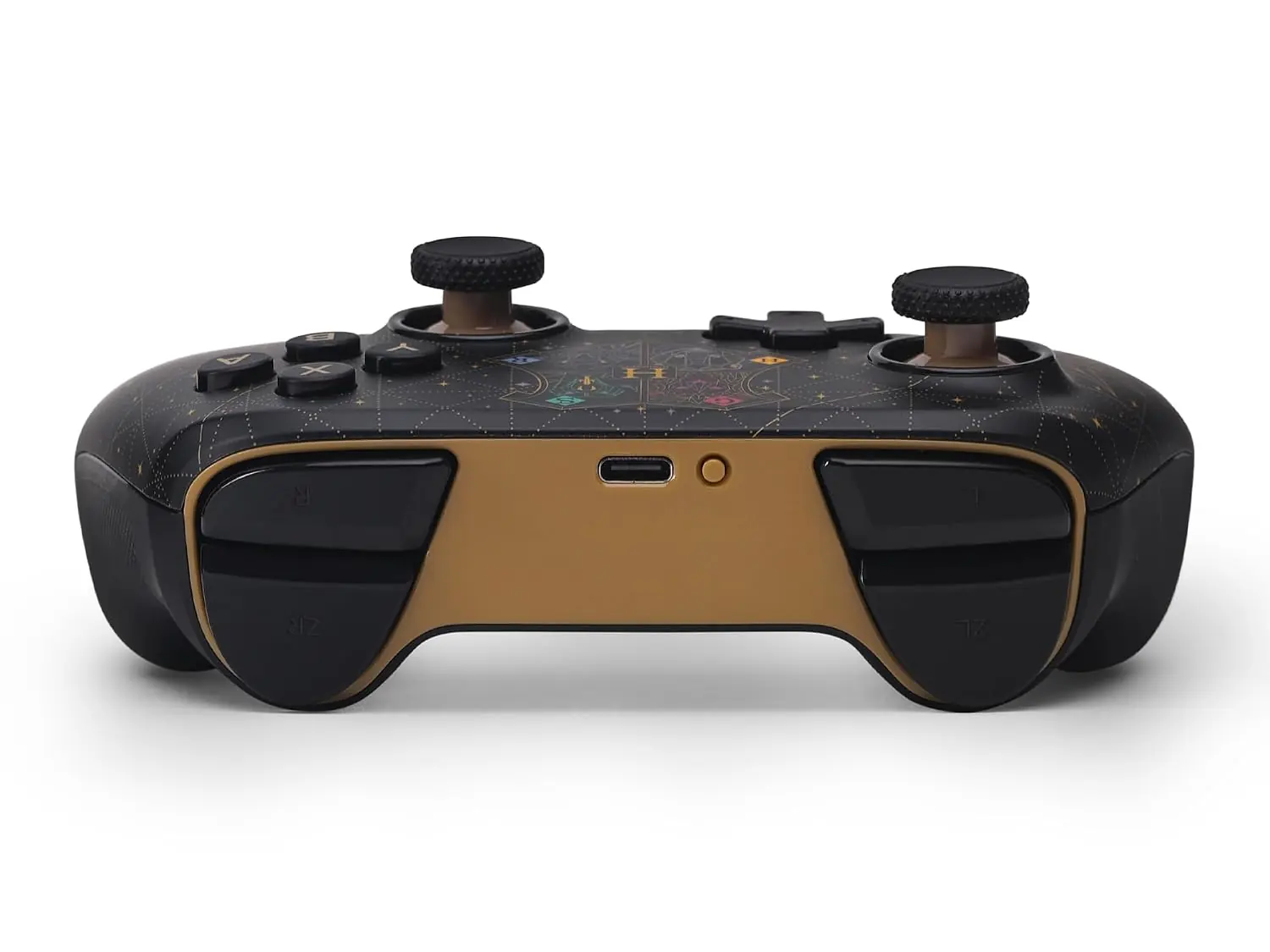 Canto superior del mando PowerA Hogwarts para Switch 2 con los gatillos y el puerto USB-C