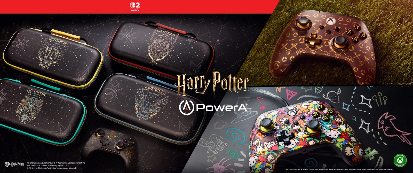Colección Harry Potter de PowerA: fundas de Switch 2 por casa y mandos de Xbox Quidditch y Chibi