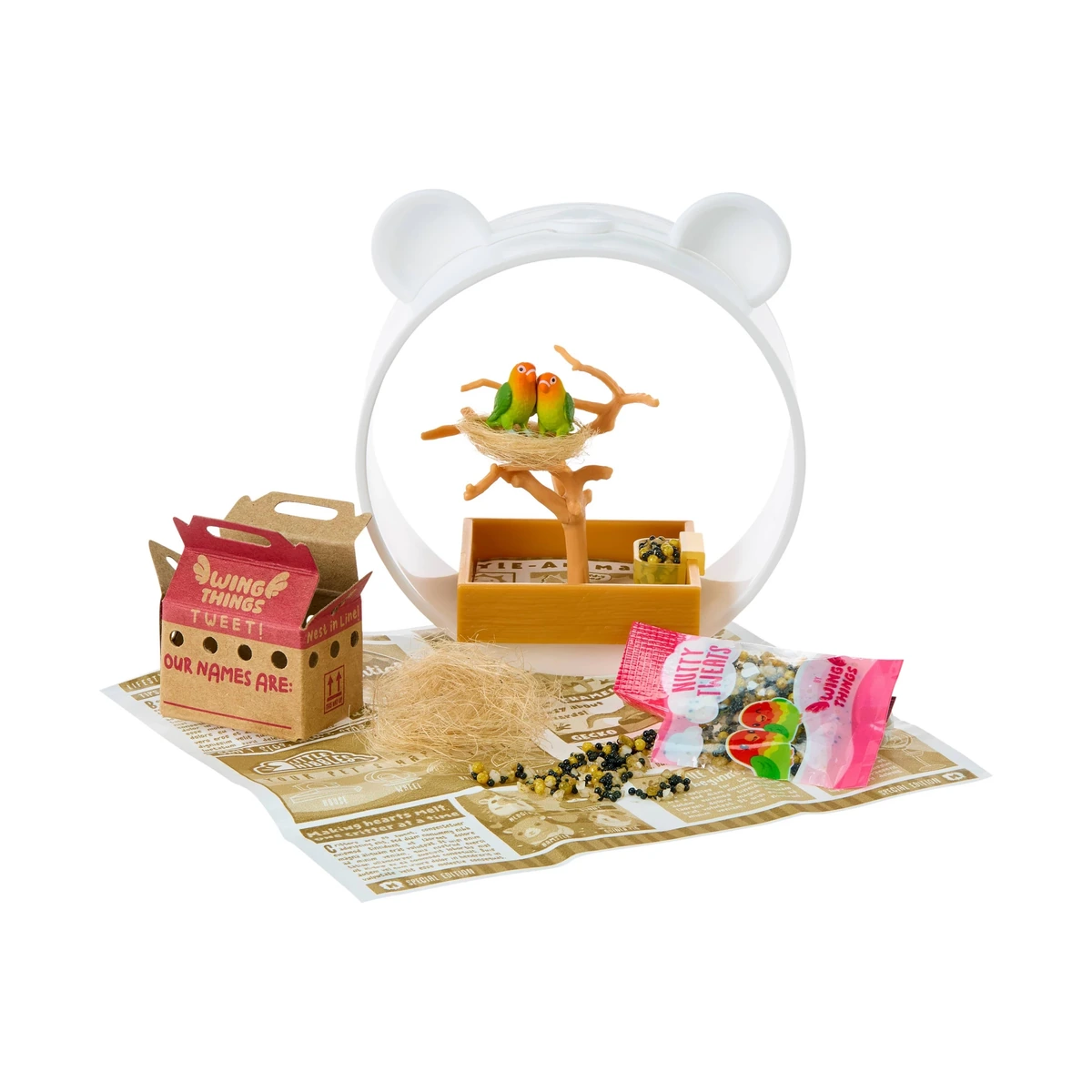 Miniverse Animals Serie 1: receta de los agapornis montada, una de las 8 que trae la caja de cartón de 4,99 dólares