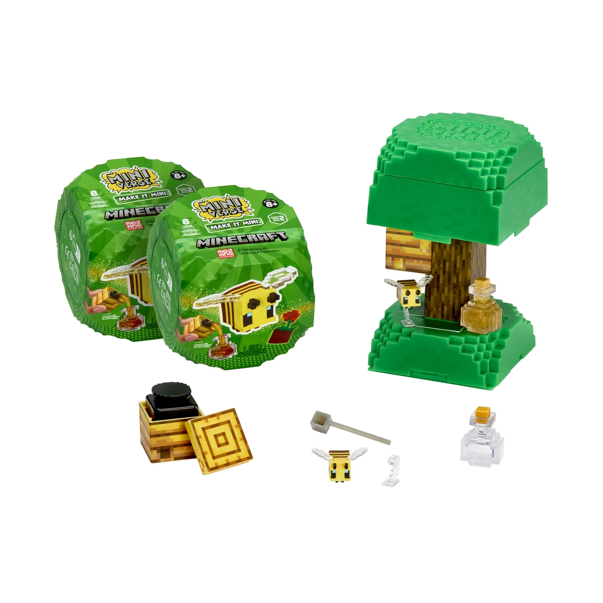 Miniverse Minecraft Series 2 en España: pack de 2 cápsulas y el build Honey Bottle & Bee