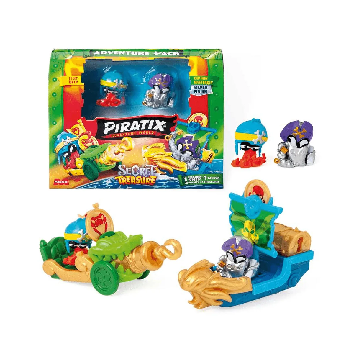 Adventure Pack de Piratix Secret Treasure con barco, cañón y 2 Piratix
