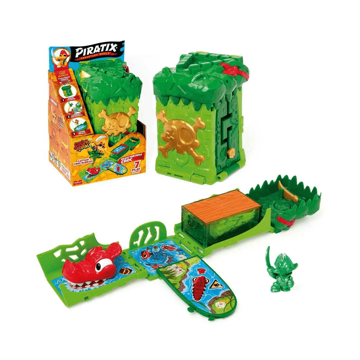 Beast Fortress Croc de Piratix Secret Treasure con su figura Color Reveal exclusiva
