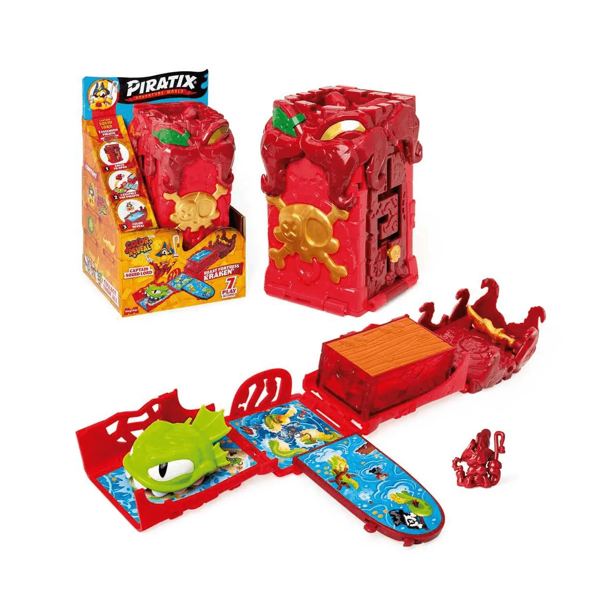 Beast Fortress Kraken de Piratix Secret Treasure con su figura Color Reveal exclusiva