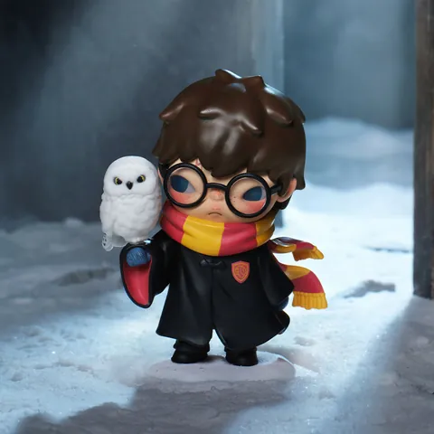 Figura de Harry Potter con Hedwig y bufanda de Gryffindor de Hirono x Harry Potter de POP MART