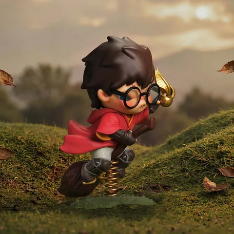 Figura de Harry Potter jugando al Quidditch en escoba de Hirono x Harry Potter de POP MART