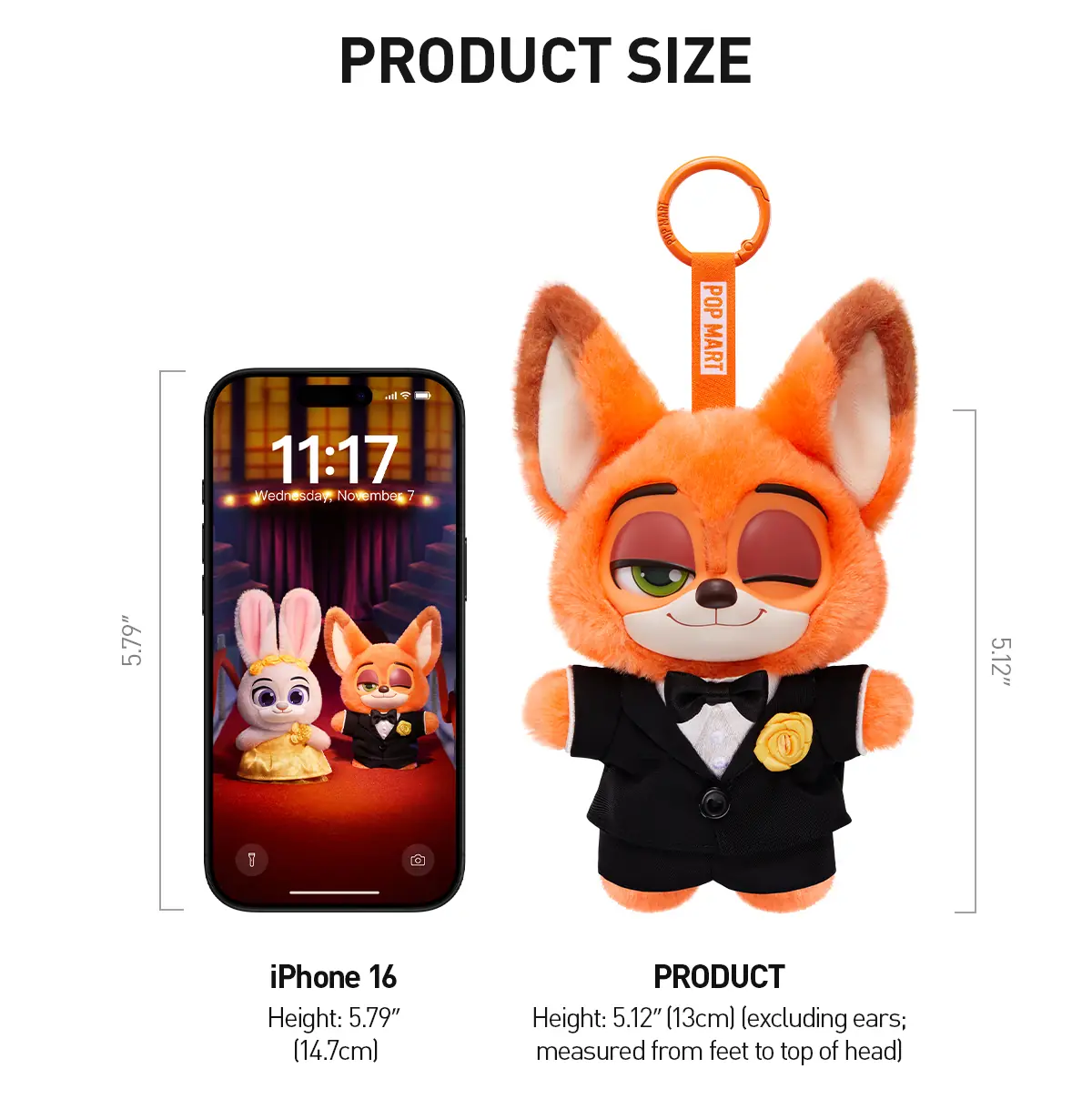 Imagen de campana oficial de la serie POP MART Zootopia Ace Duo Plush Pendant