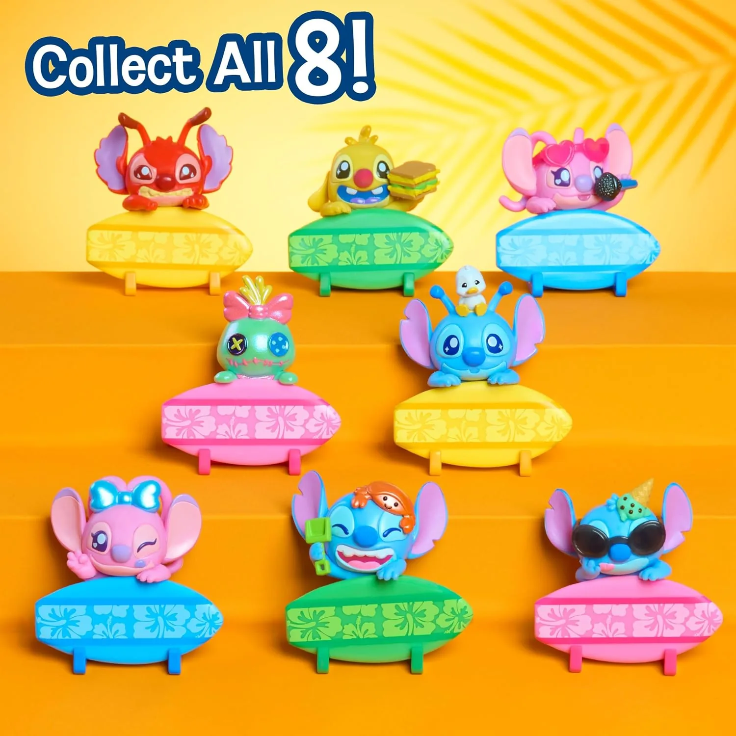 Las 8 figuras de Stitch Attachmeez Serie 2 con Stitch, Angel, Leroy, Reuben y la rara Scrump