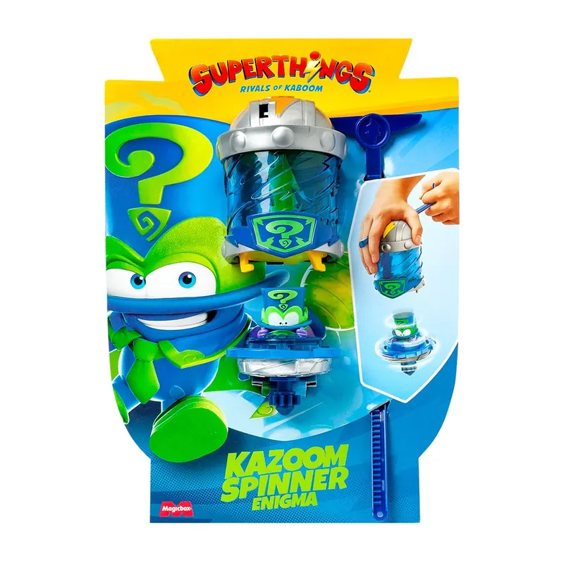 Caja del Kazoom Spinner Enigma de SuperThings con la cápsula azul