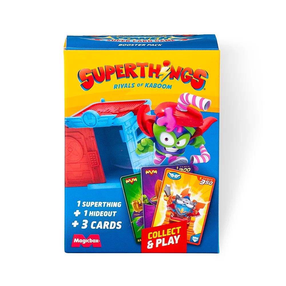 Caja Hideout and Card Pack de SuperThings Power Super Card Game con 1 Hideout, 1 SuperThing y 3 cartas