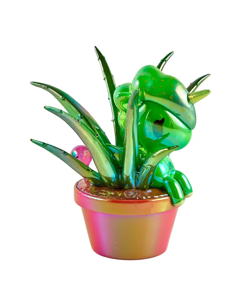 Aloe Vera de tokidoki Botanical Chrome Unicorno: Unicorno verde cromado entre hojas de aloe