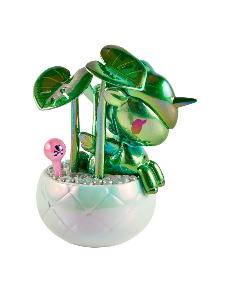 Deliciosa de tokidoki Botanical Chrome Unicorno: Unicorno verde con hojas de monstera