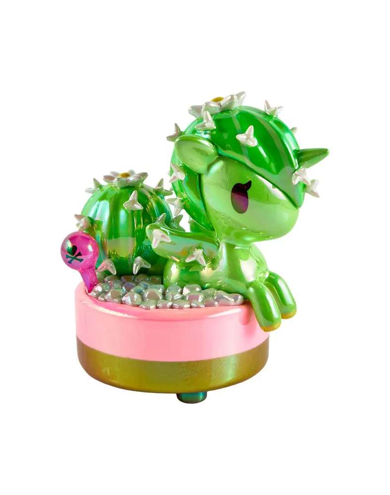 Lil Spikes de tokidoki Botanical Chrome Unicorno: Unicorno cactus sobre base rosa y dorada