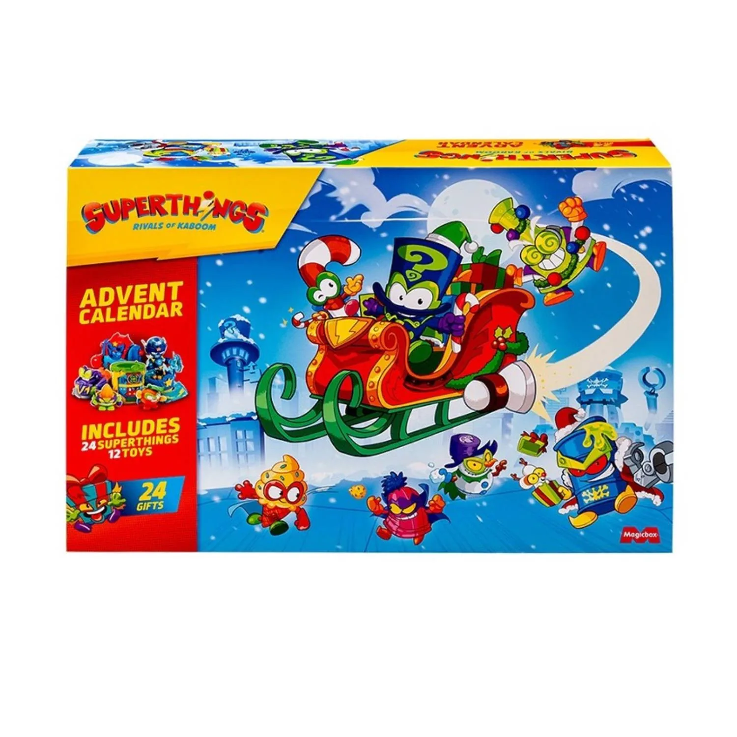 Caja del calendario de Adviento SuperThings 2026 Rivals of Kaboom con trineo y figuras