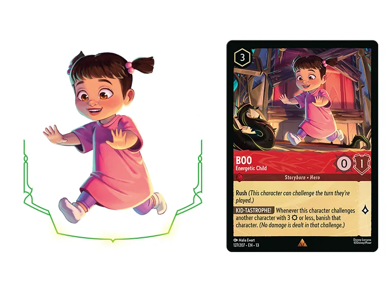Ilustración y carta de Boo Energetic Child de Lorcana The Great Hunny Rescue