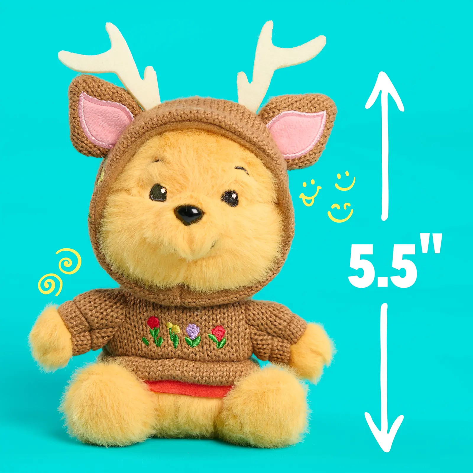 Winnie the Pooh disfrazado de ciervo de Happy Haul Woodland Hunnys, 5,5 pulgadas