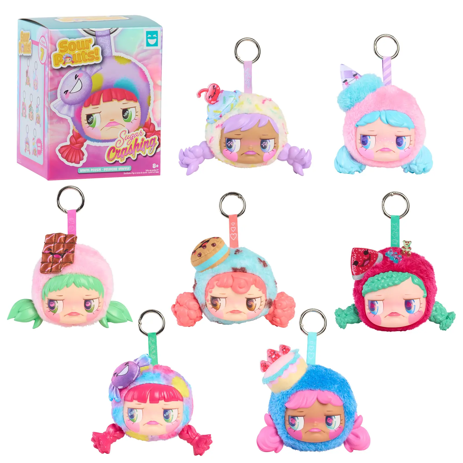 Happy Haul Sour Pouts Sugar Crashing: caja y los 7 clip-ons con gorro de dulce