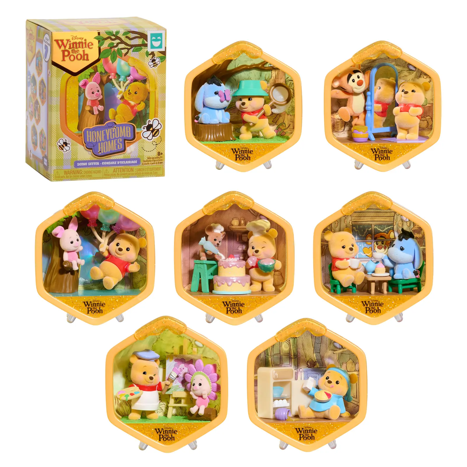 Happy Haul Winnie the Pooh Honeycomb Homes: caja y las 7 escenas en panal apilable