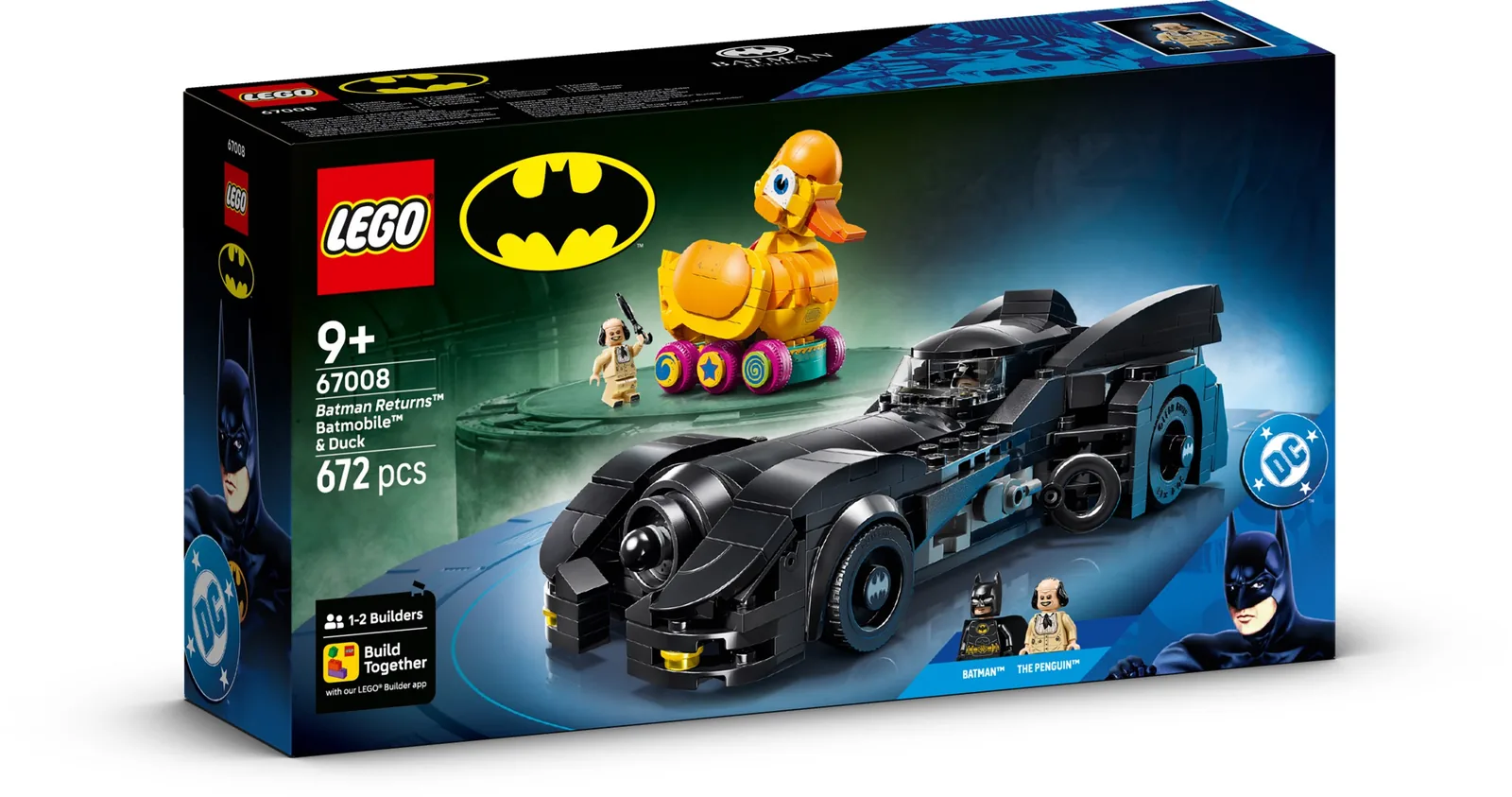 Caja frontal del set LEGO 67008 Batmóvil y Pato de Batman Vuelve