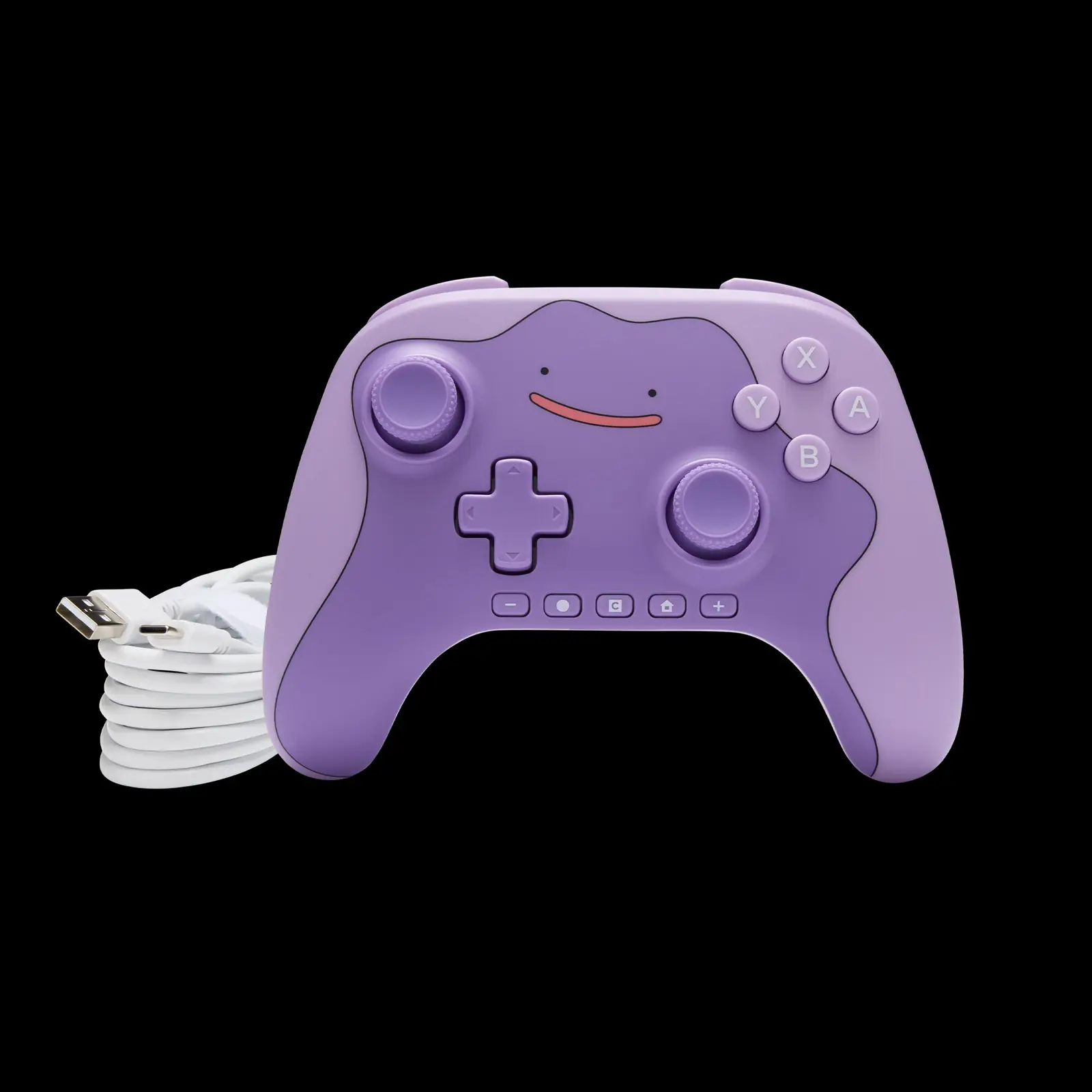 Mando PowerA Ditto para Switch 2 junto al cable USB-C de 3 metros que trae la caja