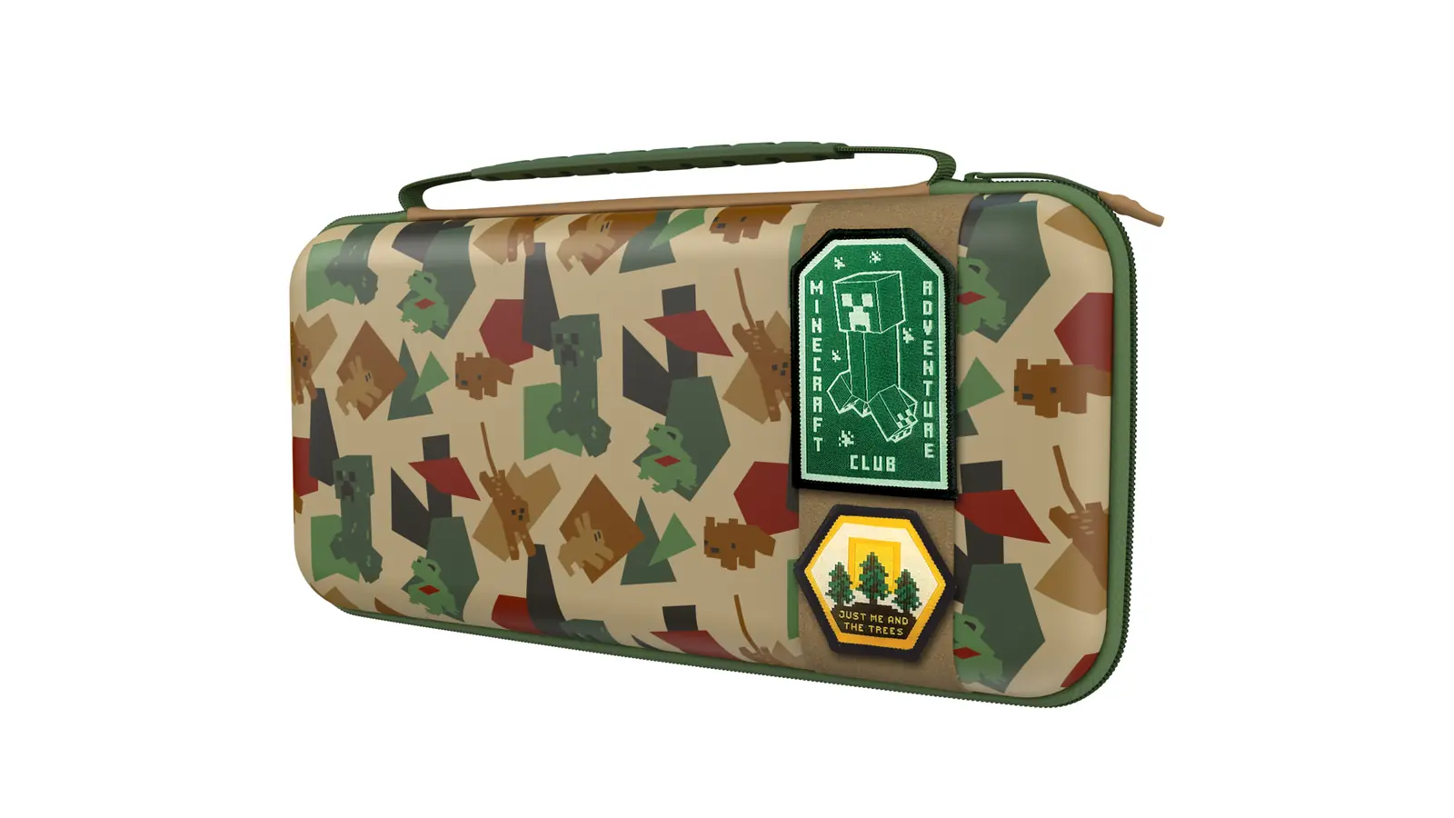 Funda Turtle Beach PlayTrek Minecraft Great Outdoors para Switch 2, estampado de camuflaje con dos parches de velcro