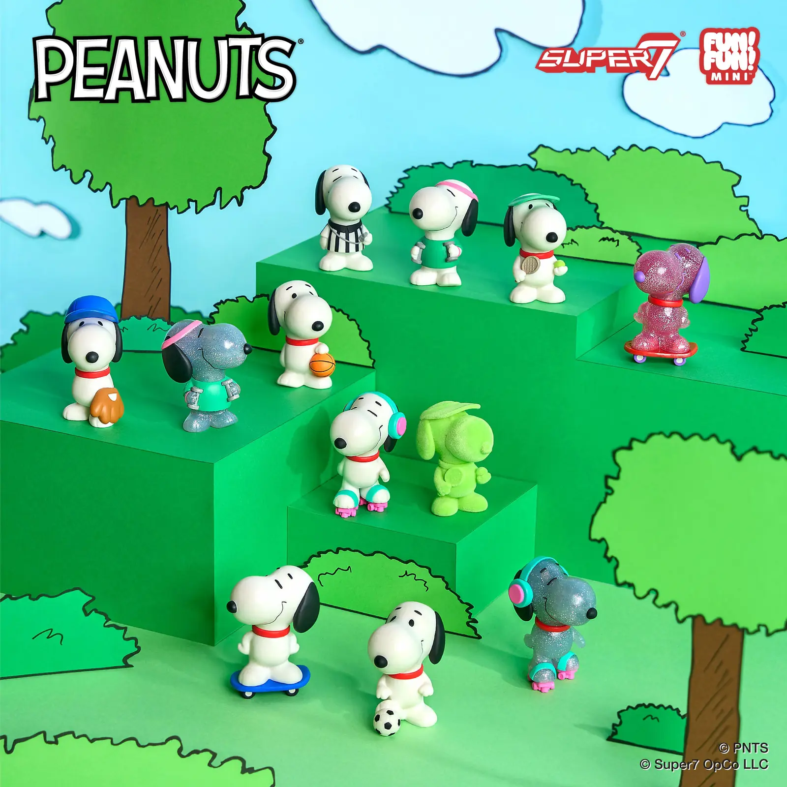 Segundo diorama de Super7 con Snoopy deportistas FUN FUN MINI en distintas poses